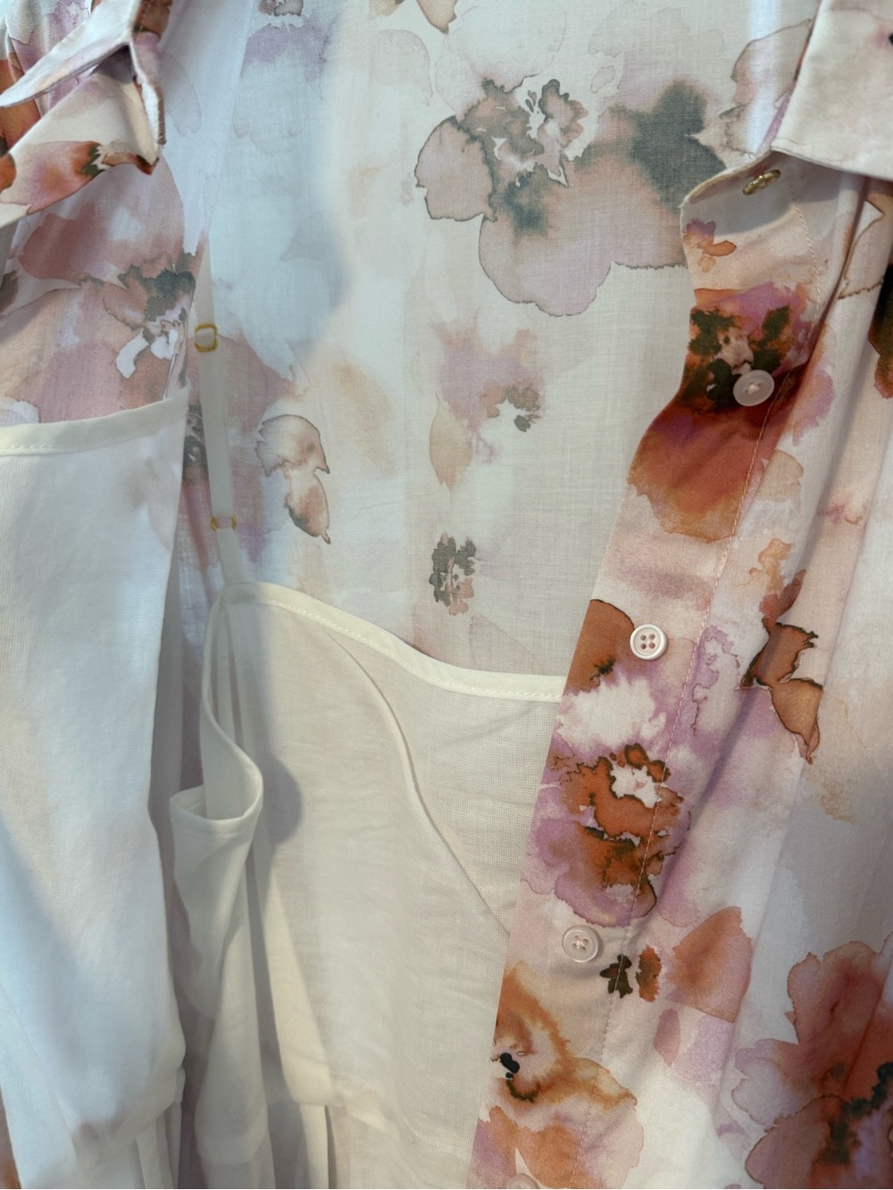 Calvin Klein Blush Floral Shirt-Collar Midi Dress - Picture 3 of 10